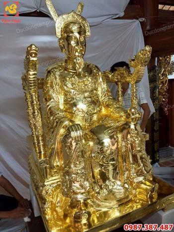 Tượng Trần Quốc Tuấn ngồi ngai cao 1m2 thếp vàng 9999 lắp đặt tại chùa..!