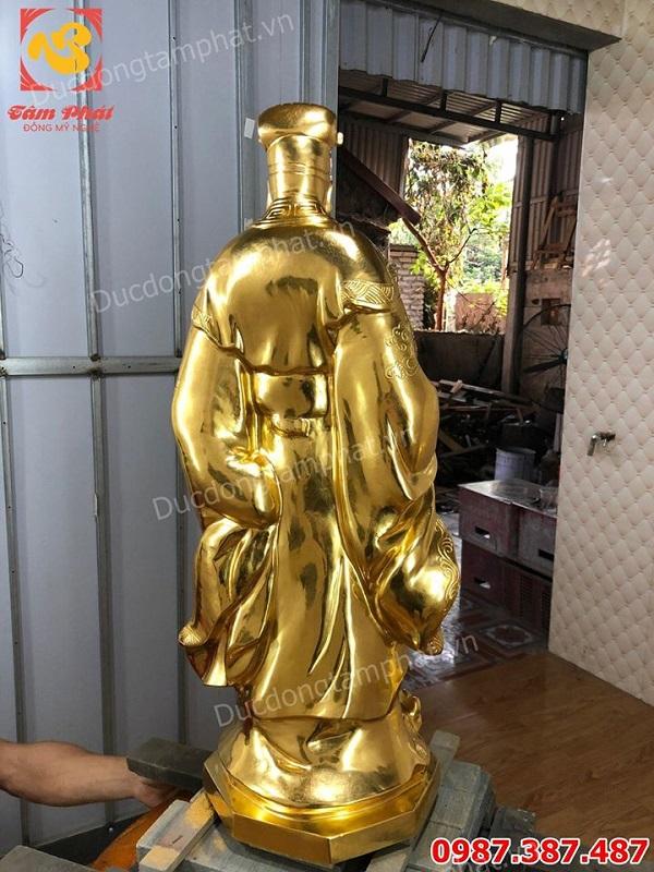 Tượng Khổng Minh Gia Cát Lượng cao 75cm dát vàng 9999 cực tinh xảo.!