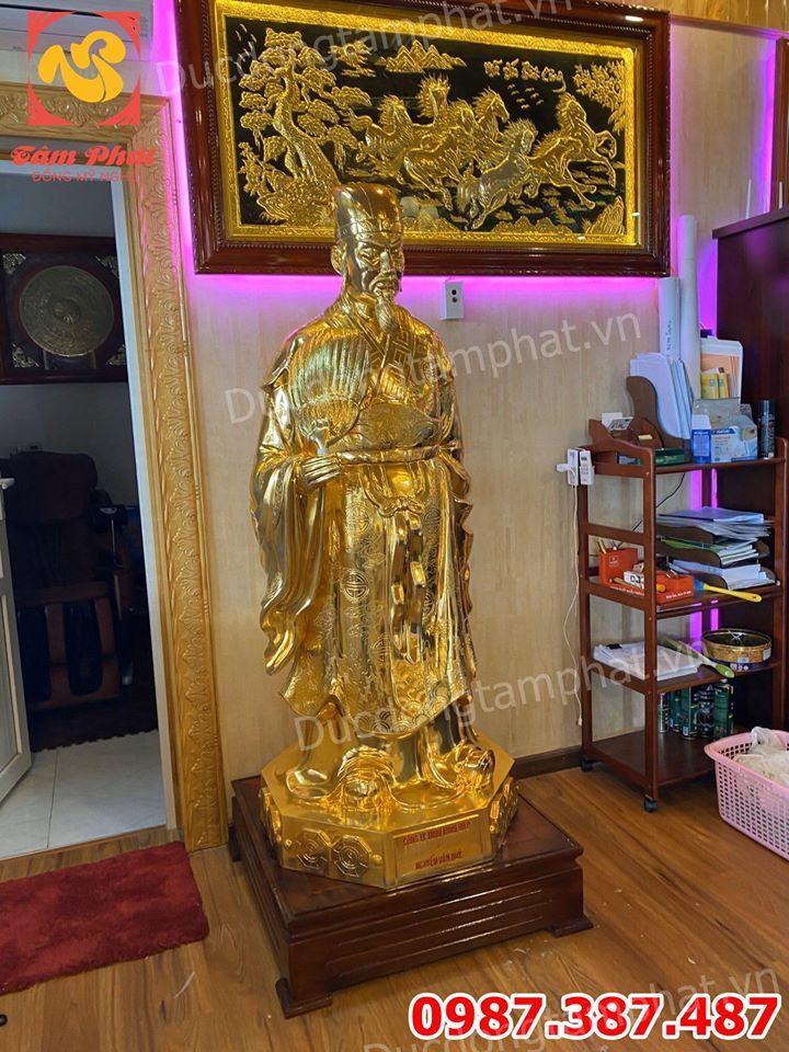 Tượng đồng Khổng Minh cao 1m7 mạ vàng - bàn giao cho khách Hải Dương