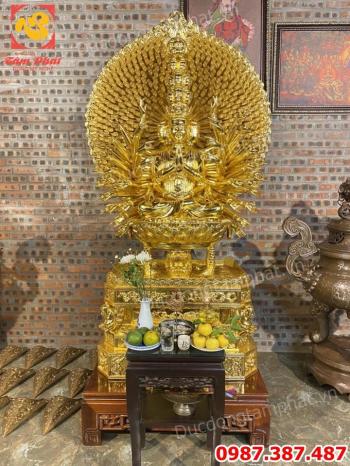 Tượng Phật Thiên Thủ Thiên Nhãn cao 2m bằng đồng dát vàng 9999