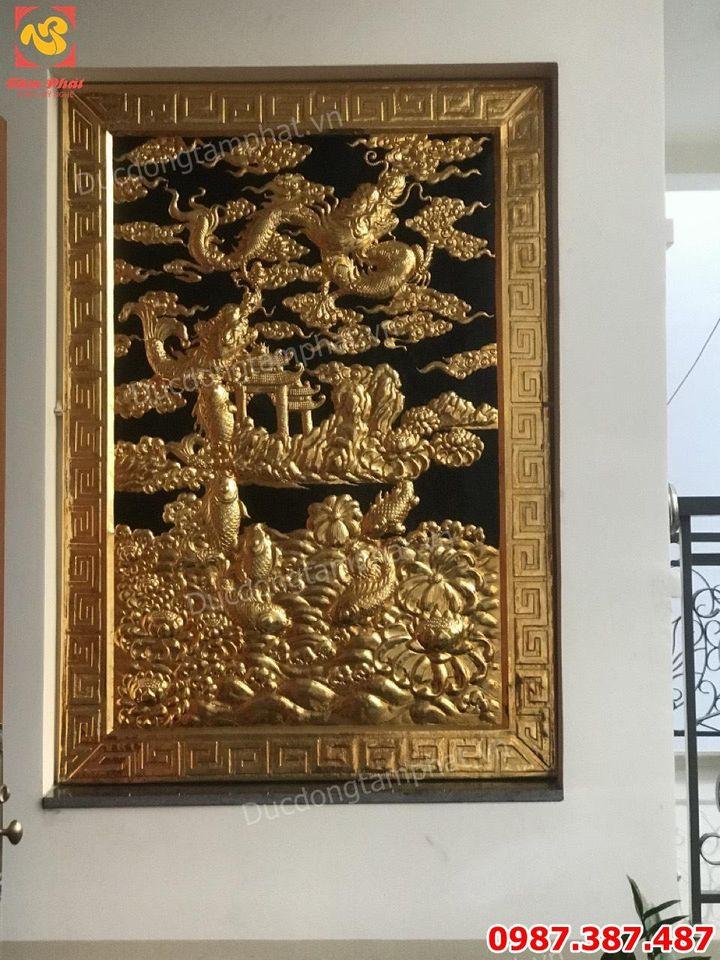 Lắp đặt tranh Cá Chép Hóa Rồng bằng đồng mạ vàng cho khách Sài Gòn.!