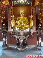 Tượng Phật Adida ngồi đài sen cao 3m bằng đồng dát vàng nặng 3 tấn