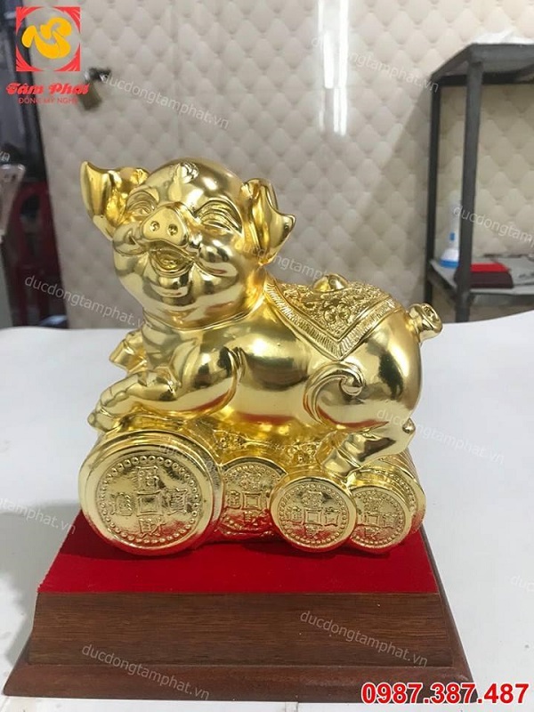 10 mẫu heo phong thuỷ bằng đồng mạ vàng - quà tặng năm 2019 ý nghĩa