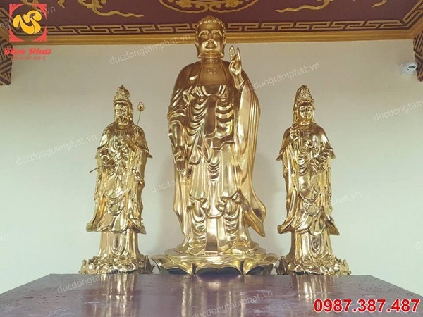 Bộ Tam Thánh: đúc tượng Adida, tượng đồng Quan Âm, tượng đồng Đại Thế Chí cao 2m5 đã lắp đặt và an vị tại chùa..!