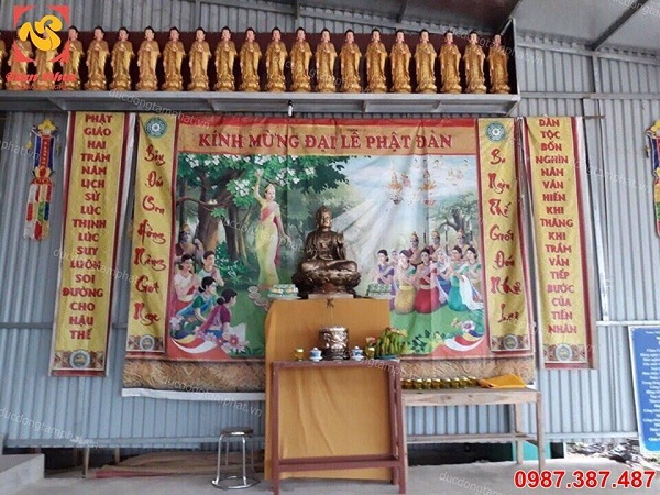 Đúc tượng Phật bằng đồng cao 1m2 bàn giao cho chùa