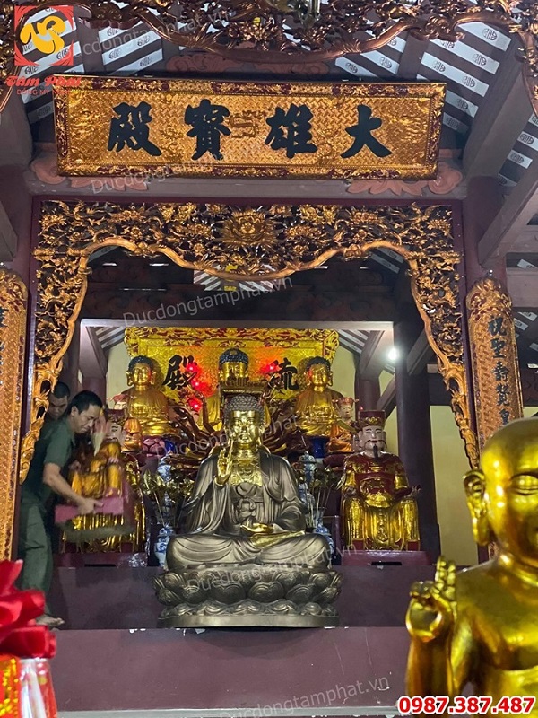 Lắp đặt tượng Phật Adida tại chùa động cao 1m5 dát vàng điểm..!
