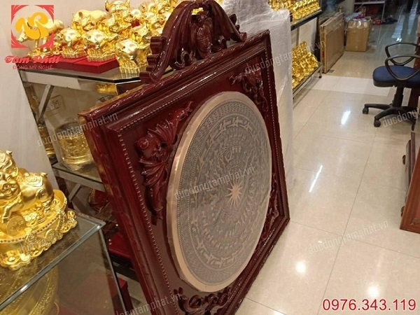 Mặt trống đồng Ngọc Lũ đường kính 80cm khung gỗ gụ 1m1 giá rẻ nhất
