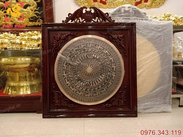 Mặt trống đồng Ngọc Lũ đường kính 80cm khung gỗ gụ 1m1 giá rẻ nhất