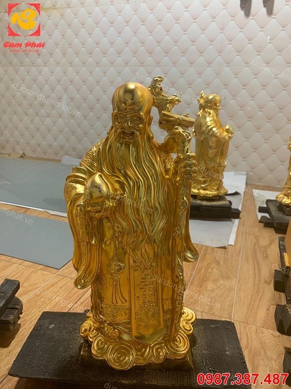 Nghệ thuật bài trí tượng đồng Tam đa cao 40cm, 60cm mạ vàng thu hút vận may