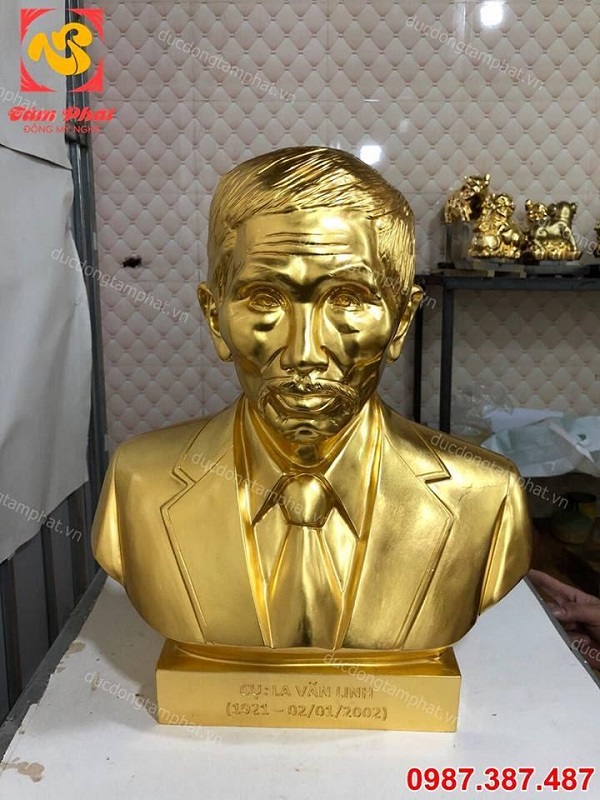 Đúc tượng chân dung, tượng truyền thần cao 42cm thếp vàng 9999