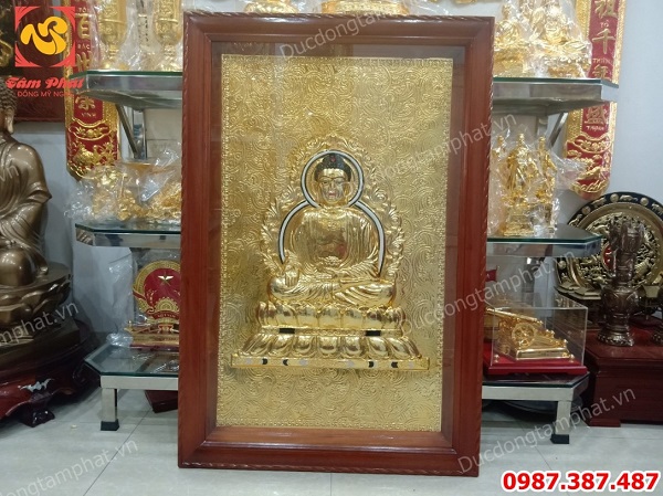 Tranh tượng Phật A Di Đà bằng đồng mạ vàng 24k kích thước 80cm x 1m2 tuyệt đẹp..!