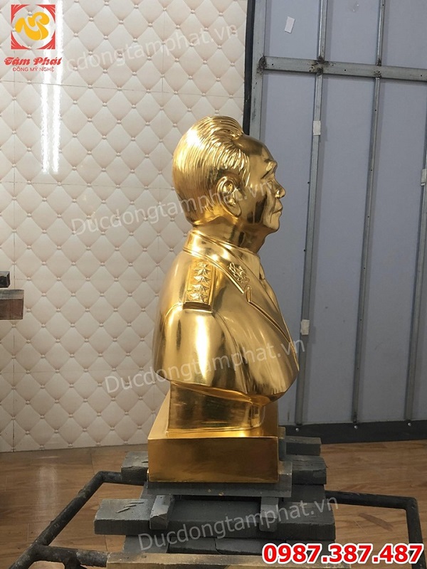 Tượng đồng Đại tướng Võ Nguyên Giáp, tượng Bác Giáp cao 48cm dát vàng 9999 cho công an Quảng Bình.!