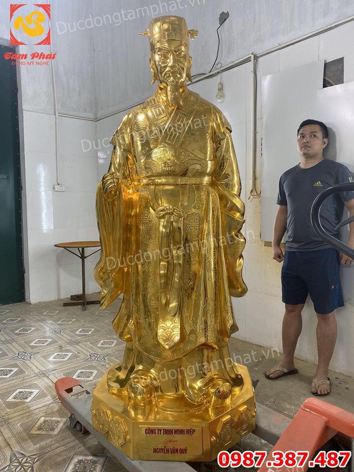 Tượng đồng Khổng Minh cao 1m7 mạ vàng - bàn giao cho khách Hải Dương.! 