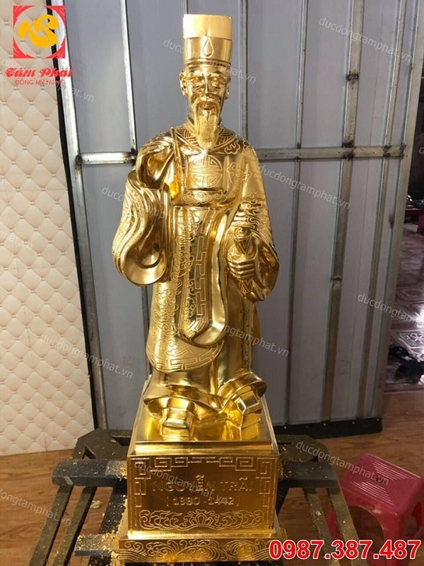 Tượng đồng Nguyễn Trãi cao 70cm thếp vàng 9999