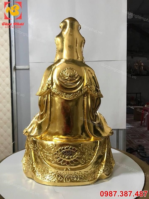 Tượng đồng Quán Âm Bồ Tát cao 55cm thếp vàng 9999