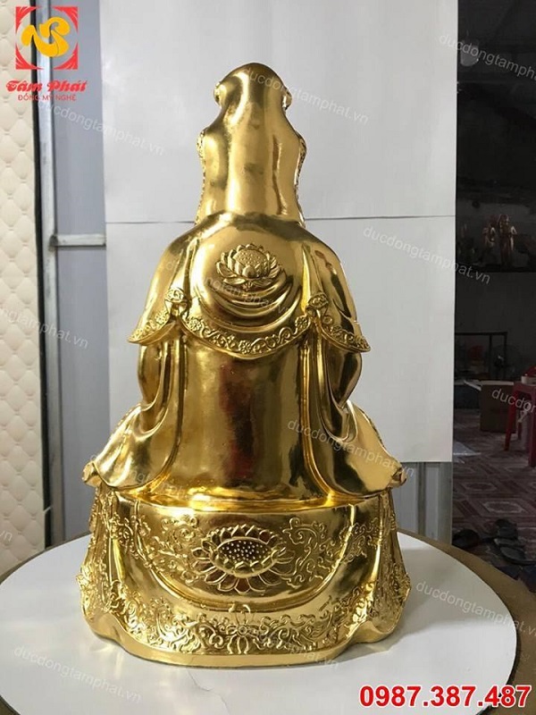 Tượng đồng Quán Âm Bồ Tát cao 55cm thếp vàng 9999