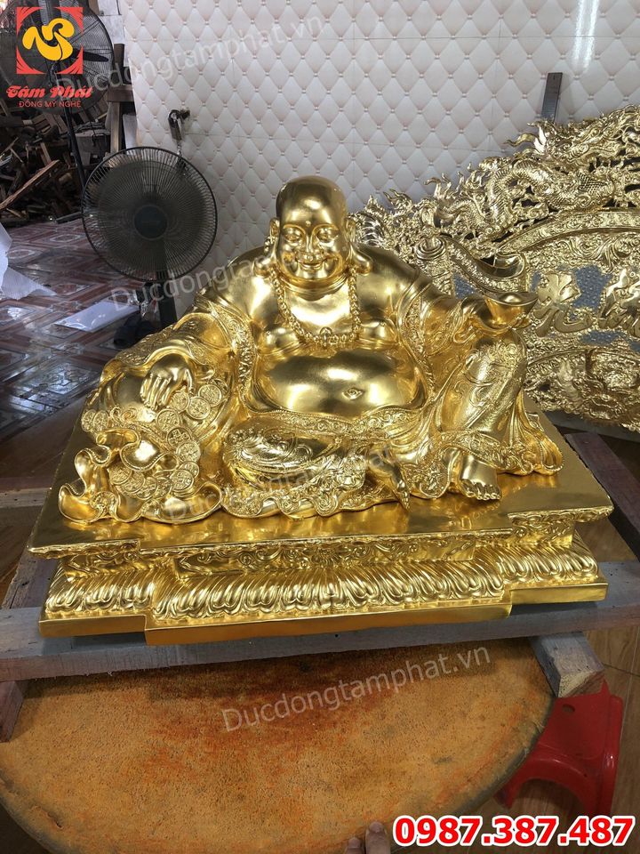 Tượng Phật Di Lặc bằng đồng dát vàng 9999 giá xưởng.!