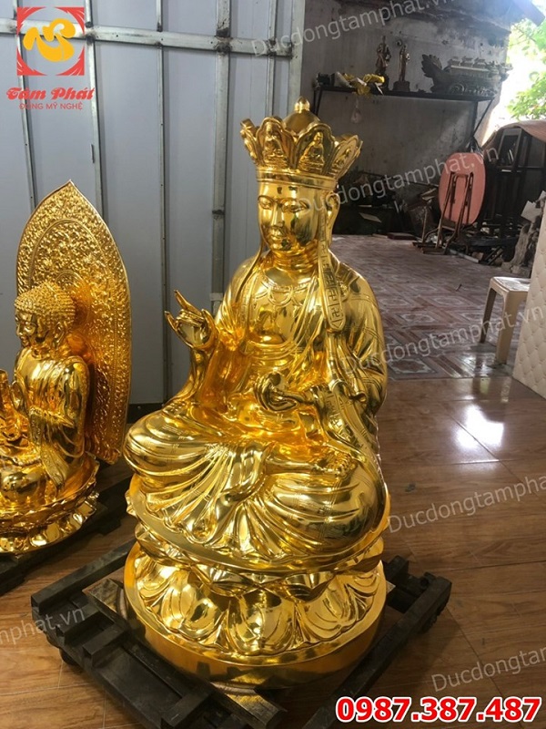 Tượng Phật Địa Tạng bằng đồng cao 90cm mạ vàng 24k đã xong cho chùa Sùng Tích