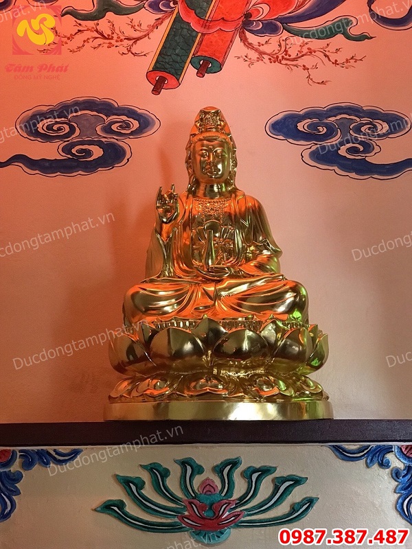 Tượng Phật Quán Thế Âm Bồ Tát cao 1m08 thếp vàng 9999 giá xưởng..!