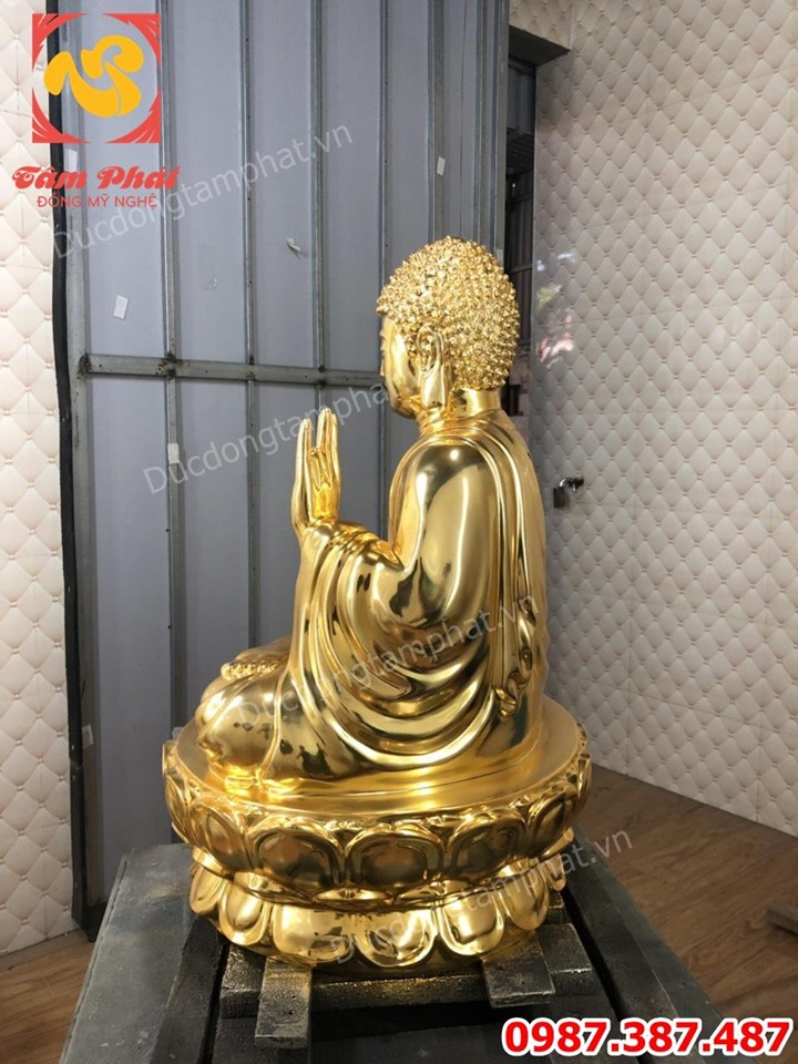 Tượng tam thế Phật bằng đồng mạ vàng cao 60cm